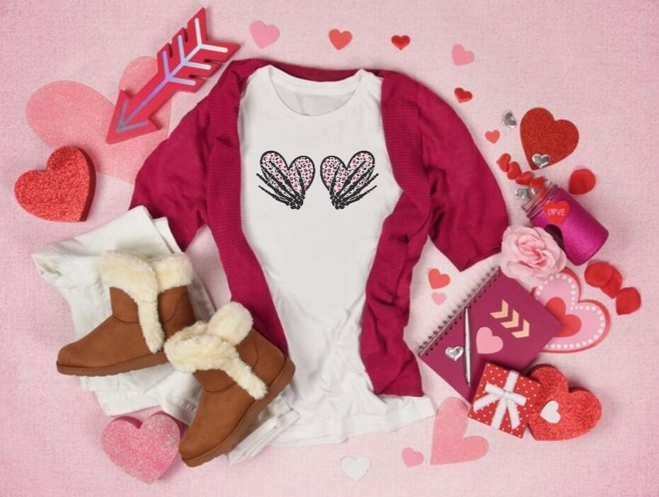 Skeleton Hands/ Hearts T-Shirt