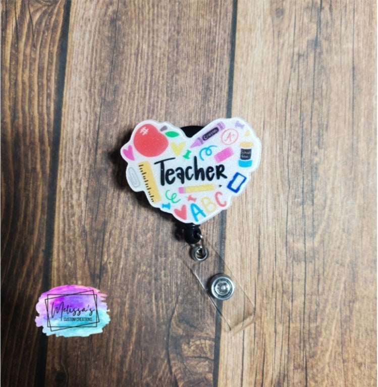 Teacher Heart Badge Reel (READY TO SHIP)
