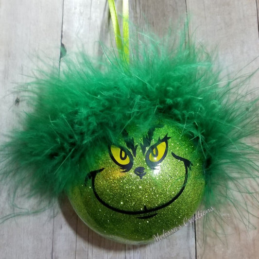 Grinch Inspired Ornament (READY TO SHIP)