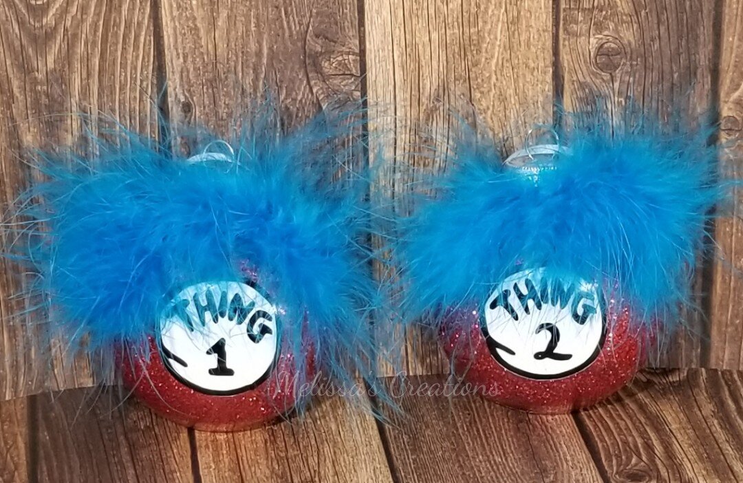 Dr. Seuss Thing 1 and Thing 2 Inspired Ornaments