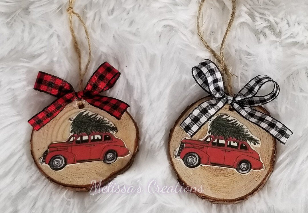 Rustic Wood Slice Ornament (READY TO SHIP)