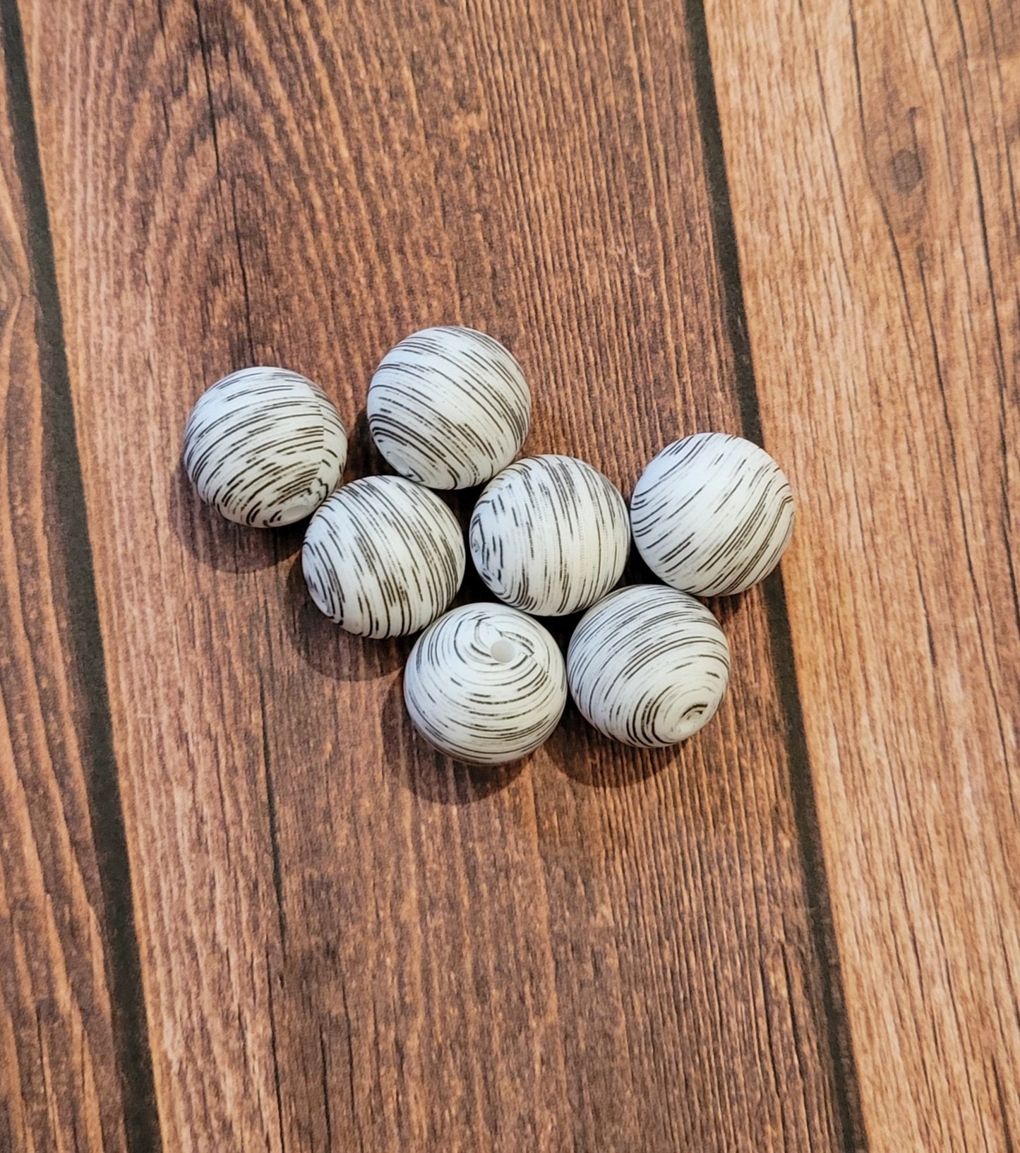 Black & White Swirl Silicone Bead