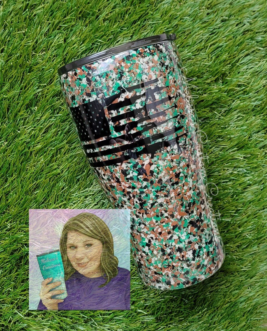 Camo American Flag with Firearms Tumbler