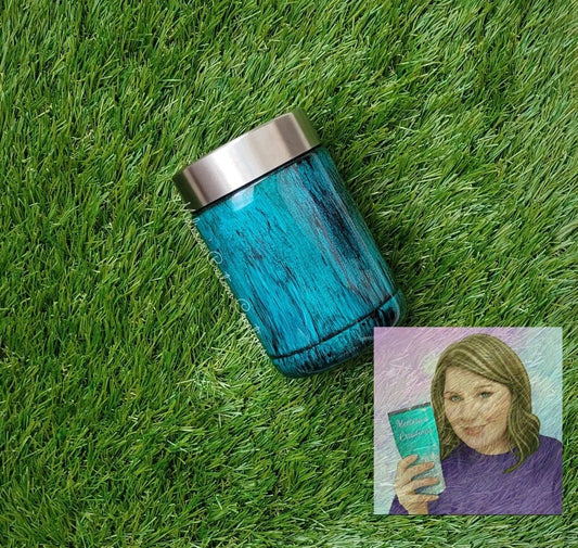 Turquoise Woodgrain 12oz Can Cooler (READY TO SHIP)