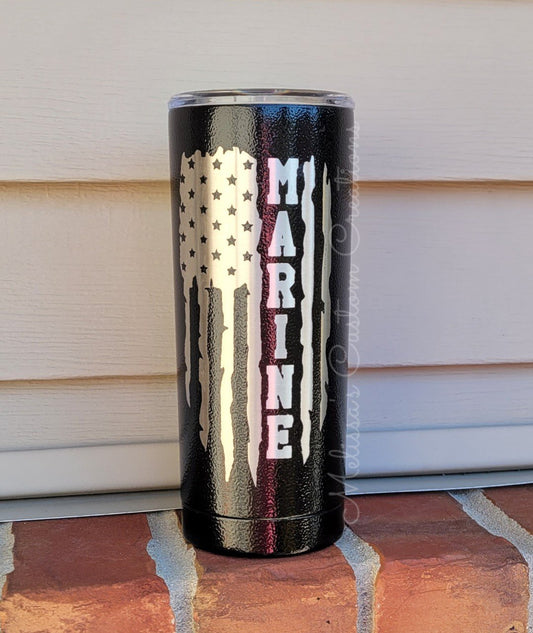 Distressed US Flag/Marine Tumbler