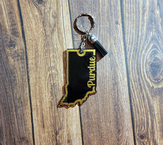 Indiana shaped Keychain (Customizable)