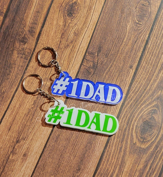 #1 Dad Keychain (Choose your colors)