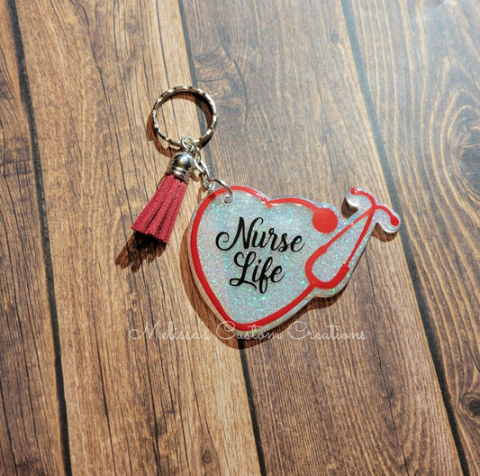 Nurse Life Stethoscope Keychain (READY TO SHIP)