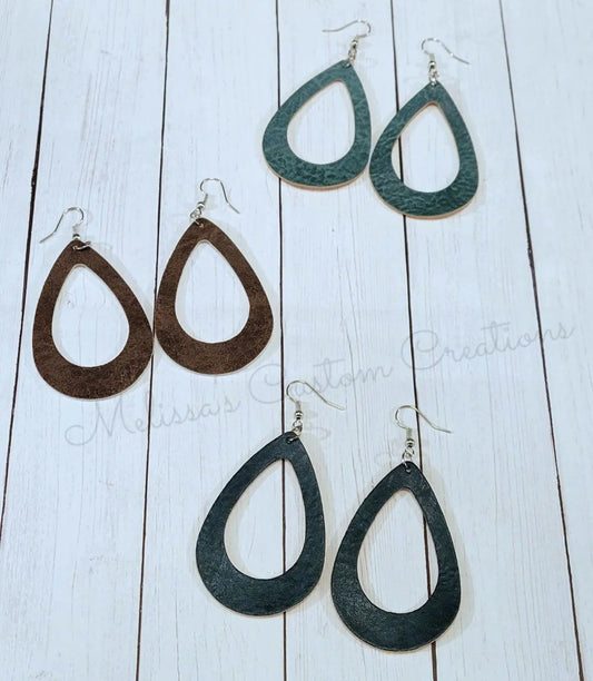 Faux Leather Teardrop Earrings (READY TO SHIP)