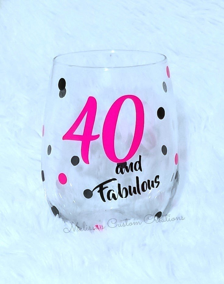 40 and Fabulous Stemless Wine Glass (Choose your colors)