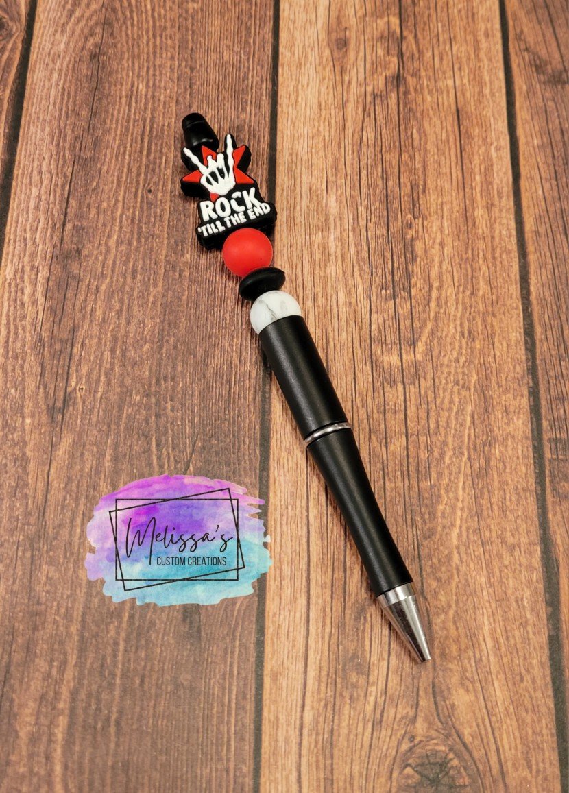Rock 'Till The End Beaded Pen (READY TO SHIP)