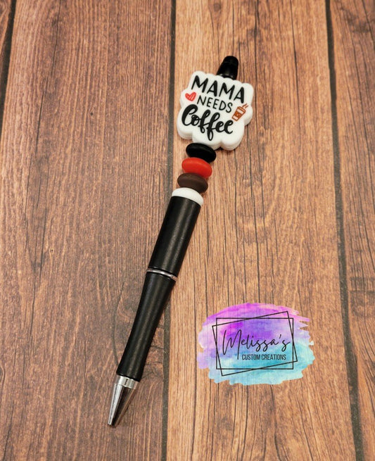 Mama Needs Coffee Beaded Pen (READY TO SHIP)