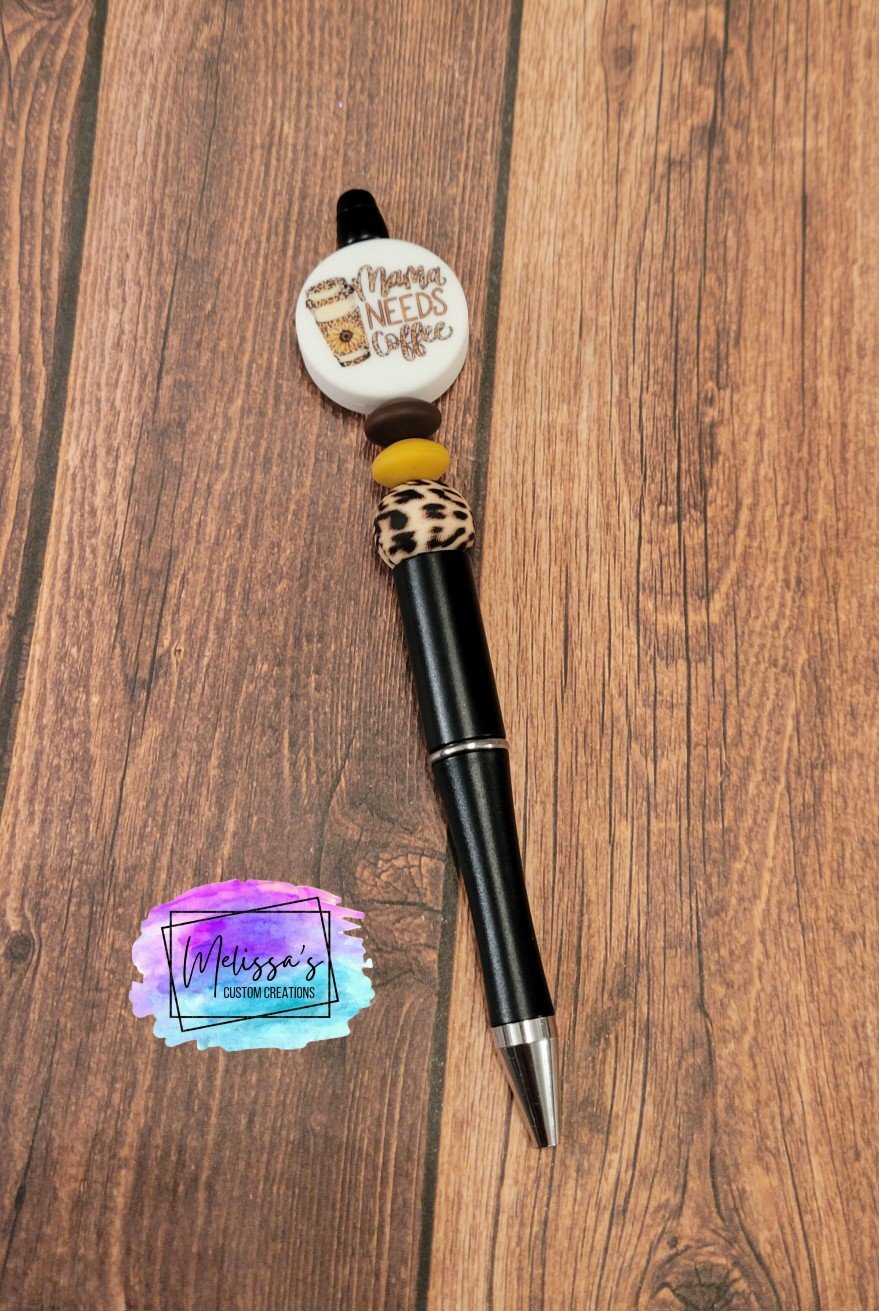Mama Needs Coffee Beaded Pen (READY TO SHIP)