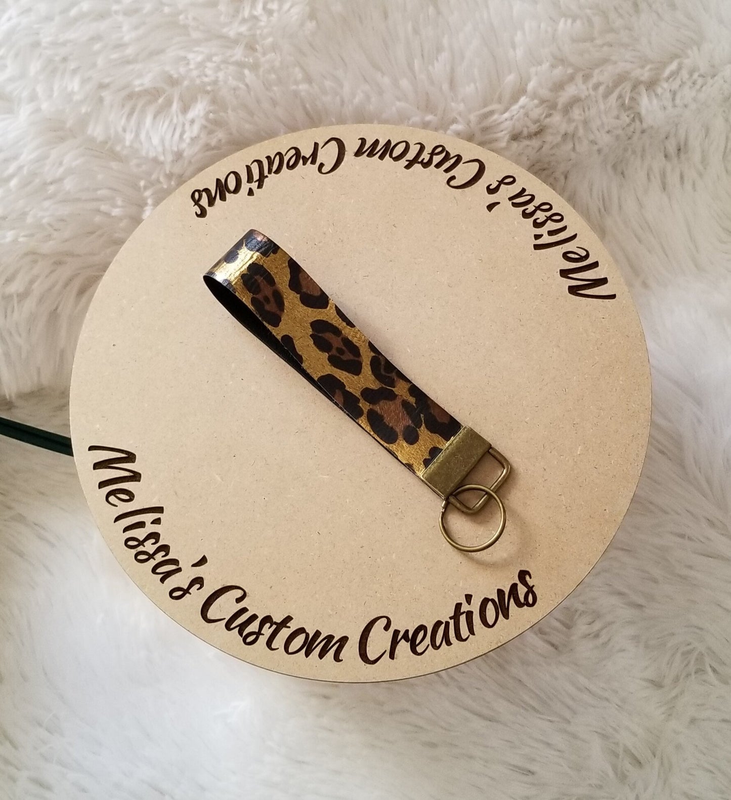 Metallic Cheetah Faux Leather Keychain Wristlet (READY TO SHIP)