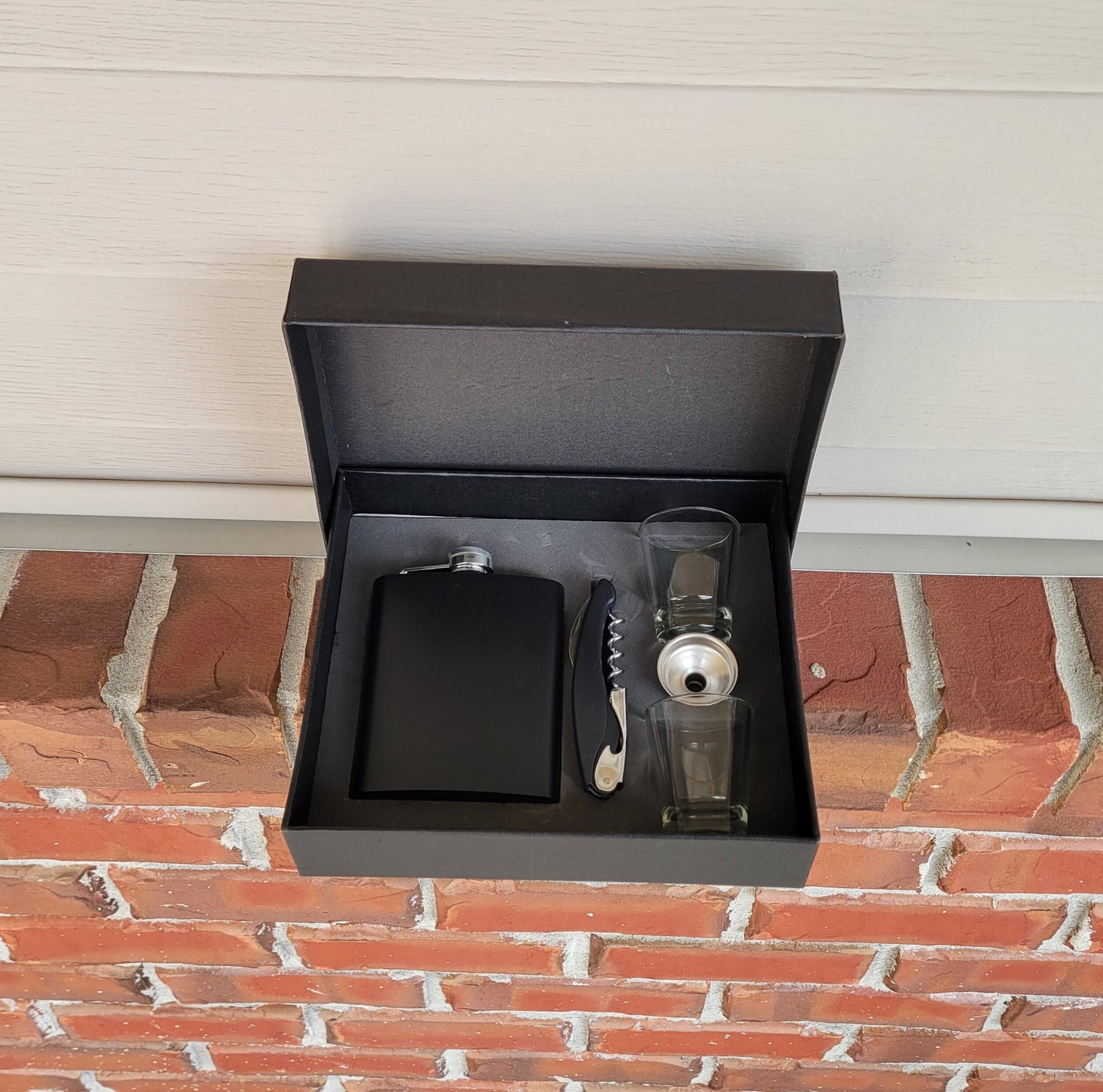 7oz Midnight Black Flask Set (Personalized)