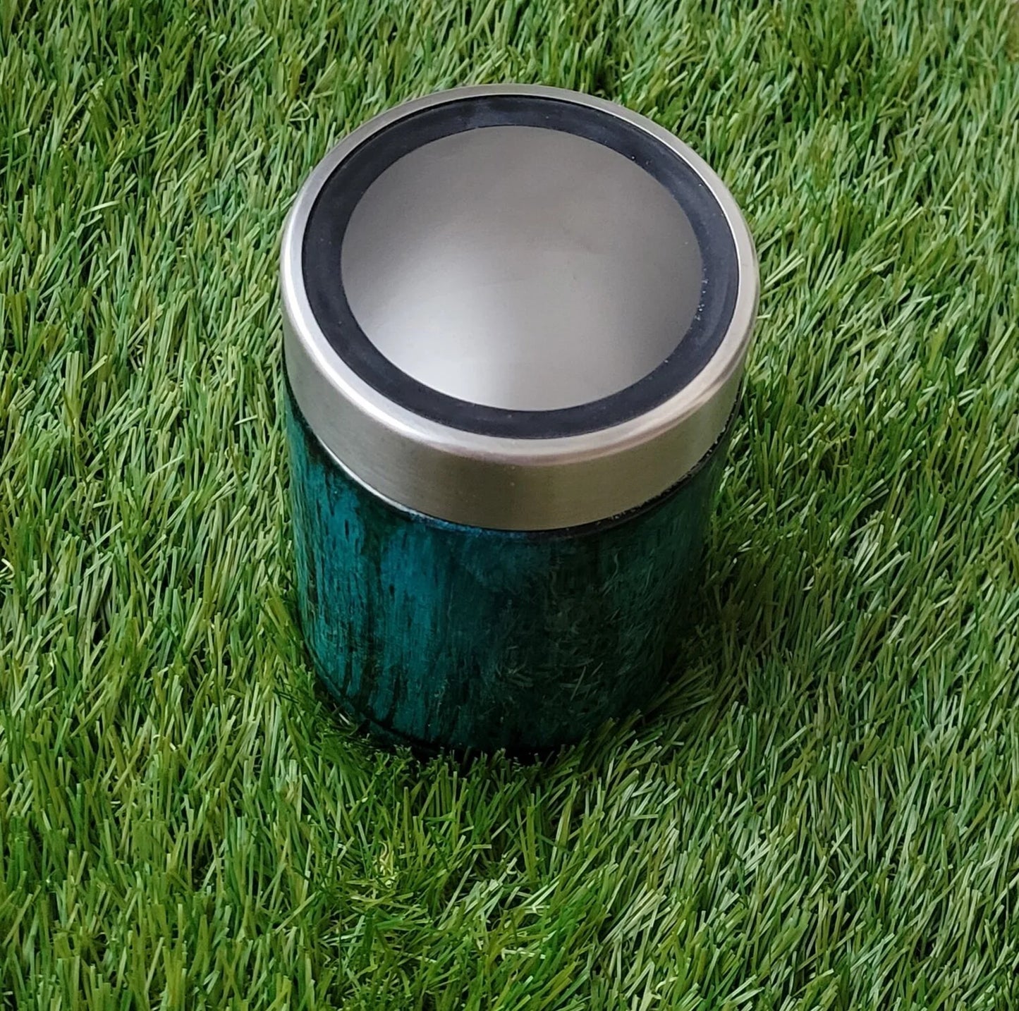 Turquoise Woodgrain 12oz Can Cooler (READY TO SHIP)