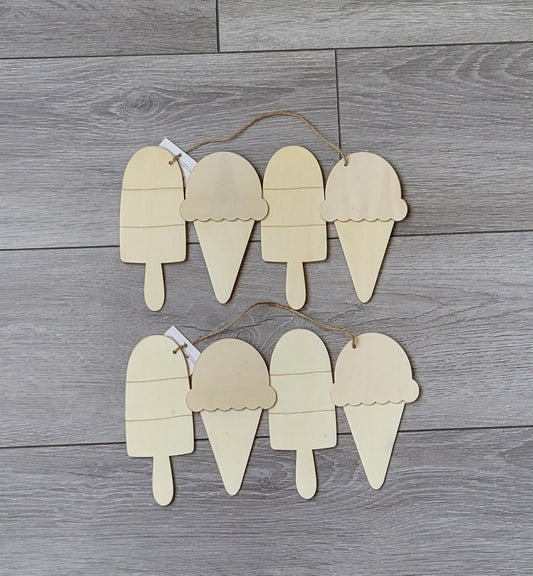 Popsicles and Ice Cream Cones Wood Cutout