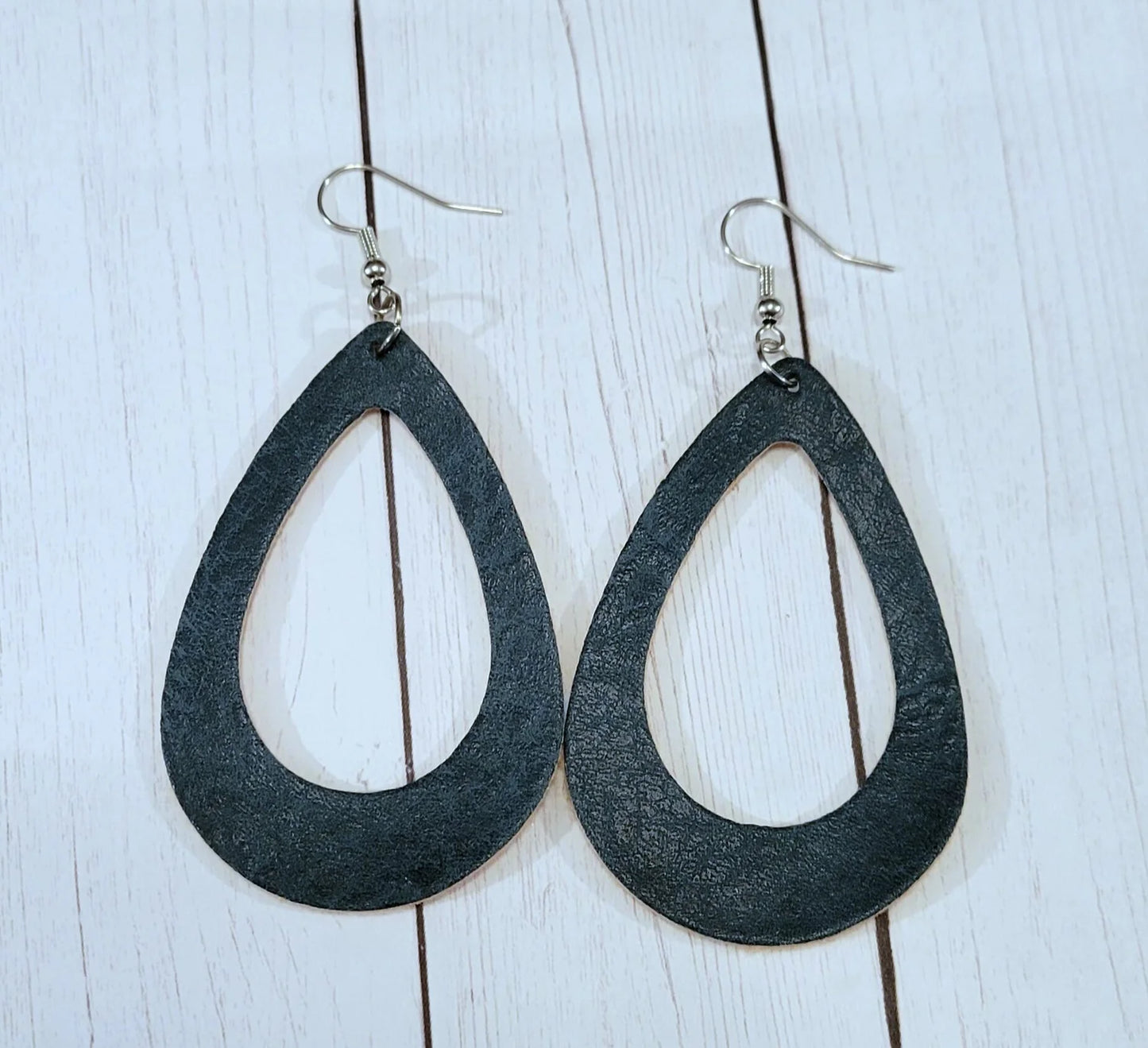 Faux Leather Teardrop Earrings (READY TO SHIP)