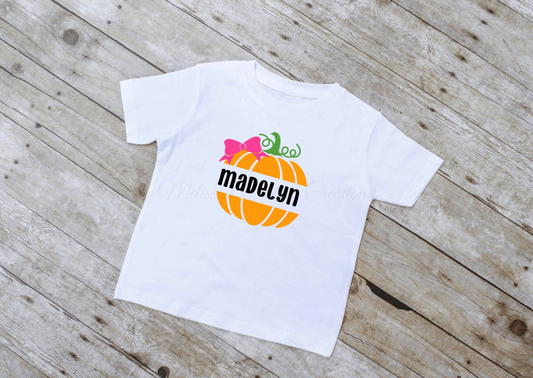 Personalized Pumpkin with Bow T-Shirt