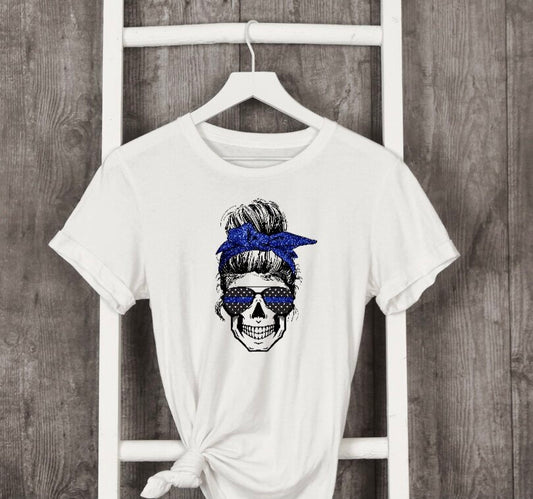 Blue Line Female Skull T-Shirt