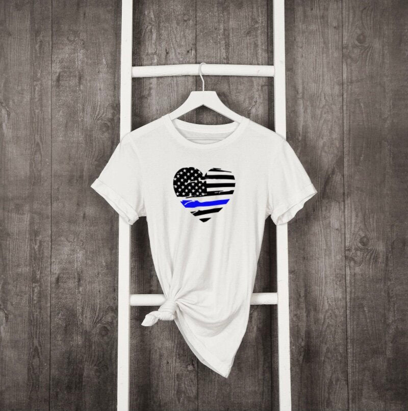 Blue Line Distressed Flag Heart