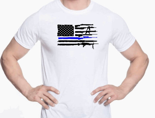 Thin Blue Line American Flag T-Shirt