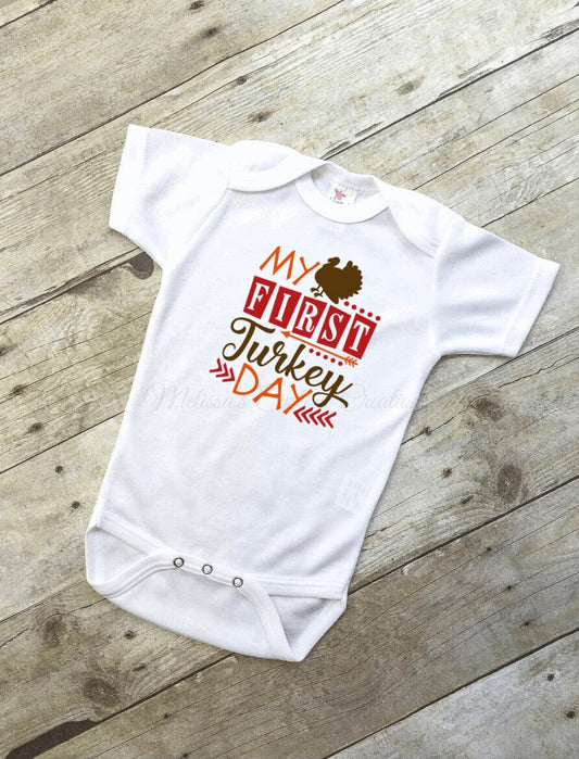 "My First Turkey Day" Short Sleeve Bodysuit