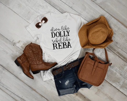 "Diva like Dolly, Rebel like Reba" T-Shirt