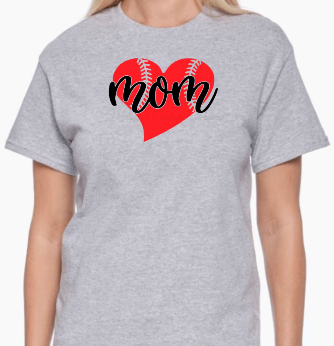 Baseball Mom Heart T-Shirt (Choose your colors)