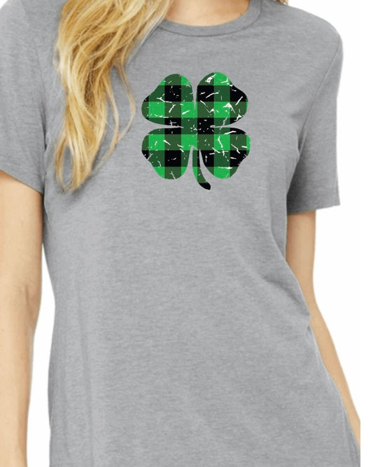 Distressed Plaid Shamrock T-Shirt