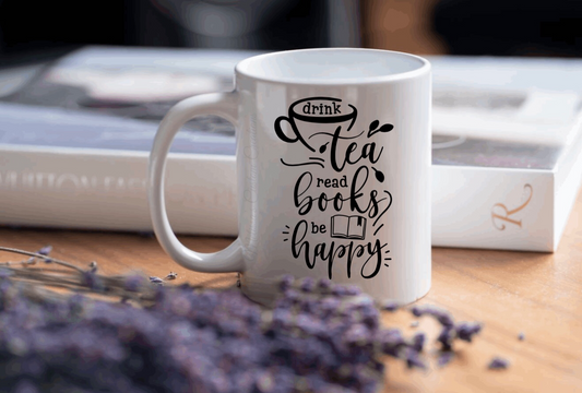 "Drink Tea Read Books Be Happy" Mug