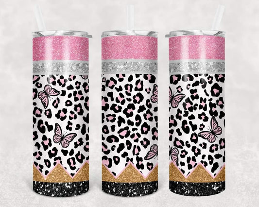 Cheetah/Butterfly Pencil Tumbler
