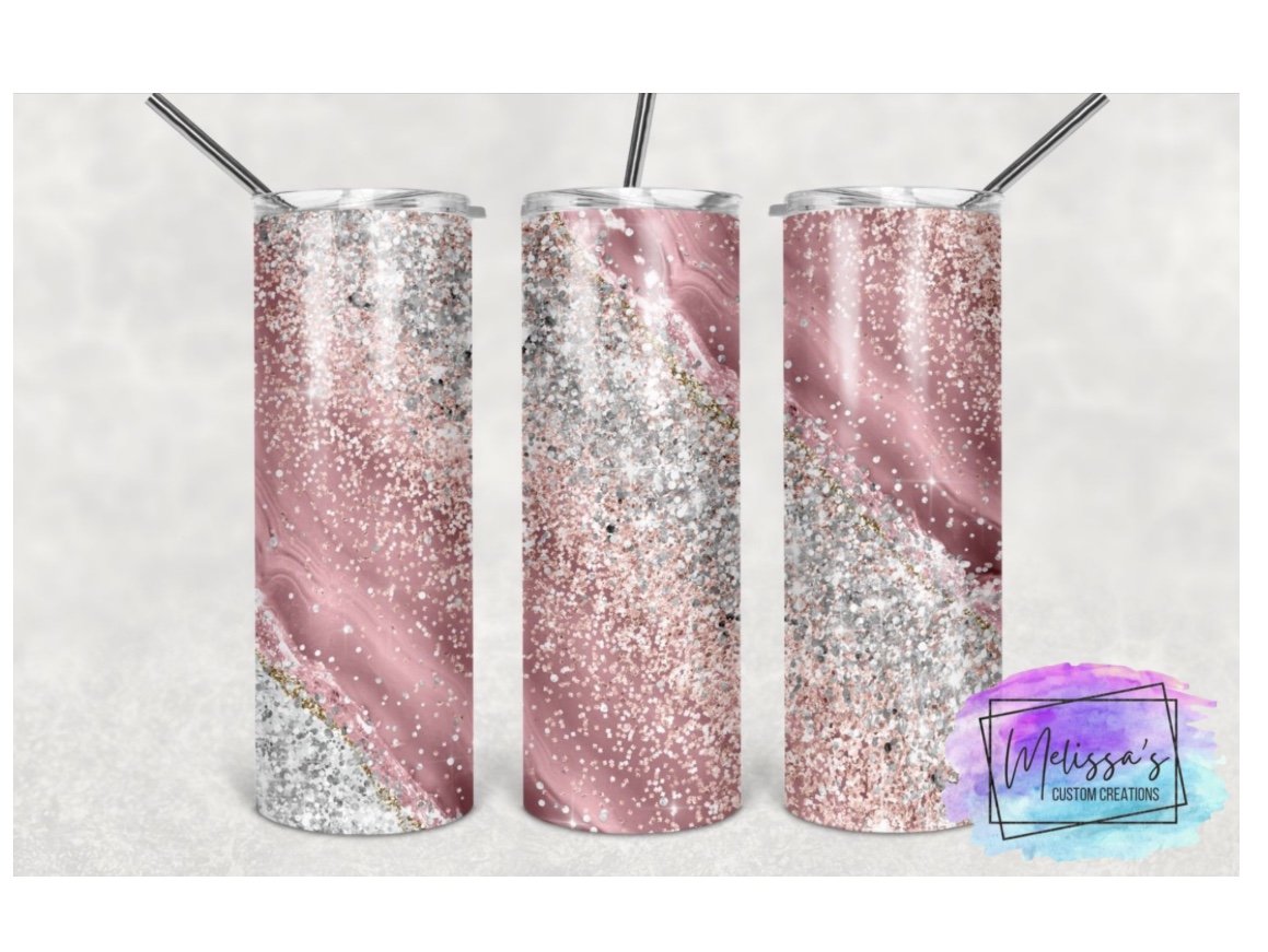 Glitter Pink Agate Tumbler