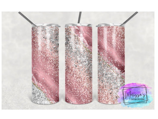 Glitter Pink Agate Tumbler