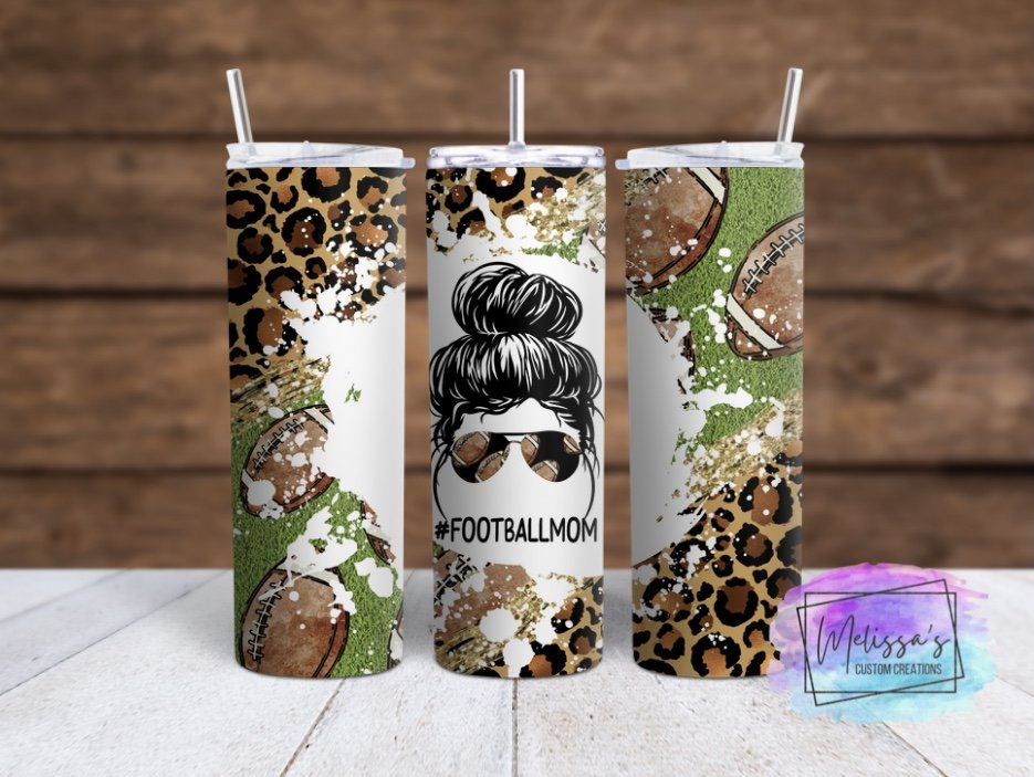 Football Mom Messy Bun Tumbler