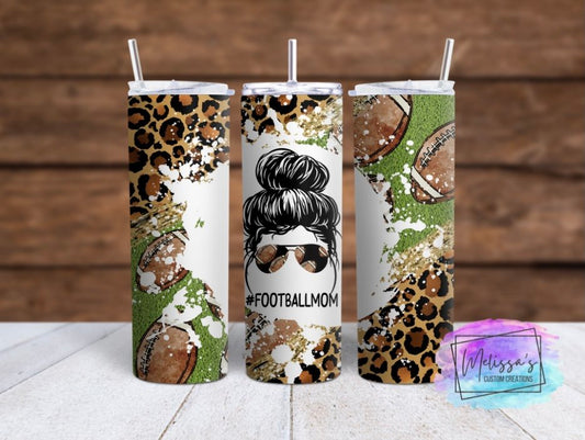 Football Mom Messy Bun Tumbler