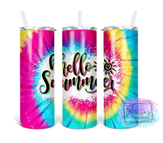 Hello Summer Tie-Dye Tumbler