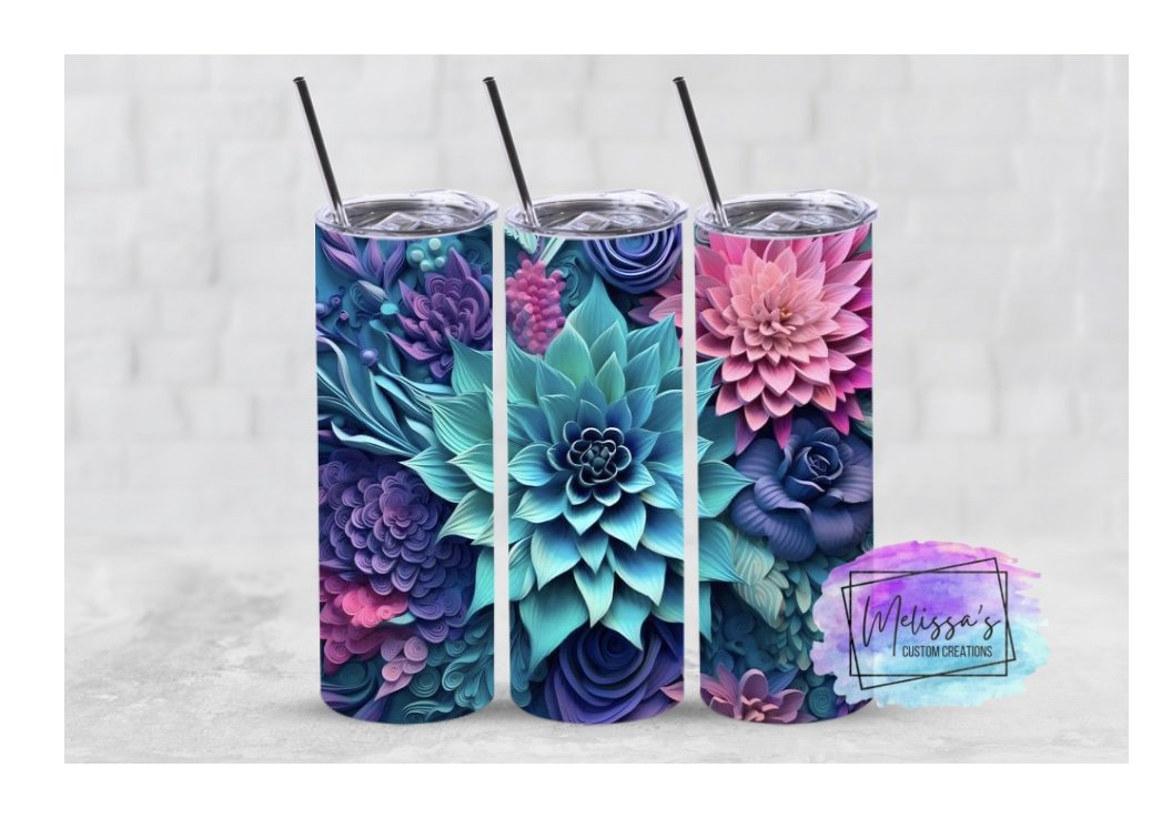 3D Flowers Tumbler (3 Designs To Choose From)