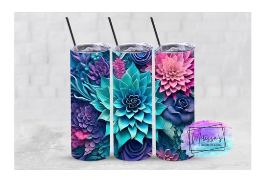 3D Flowers Tumbler (3 Designs To Choose From)