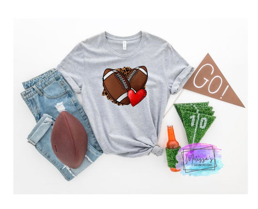 Footballs/Heart T-Shirt (Personalization Option)