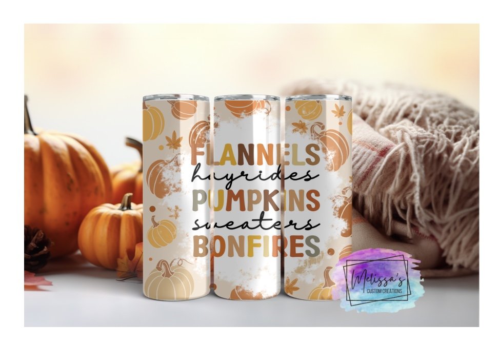 Flannels, Hayrides, Pumpkins, Sweaters, Bonfires Tumbler