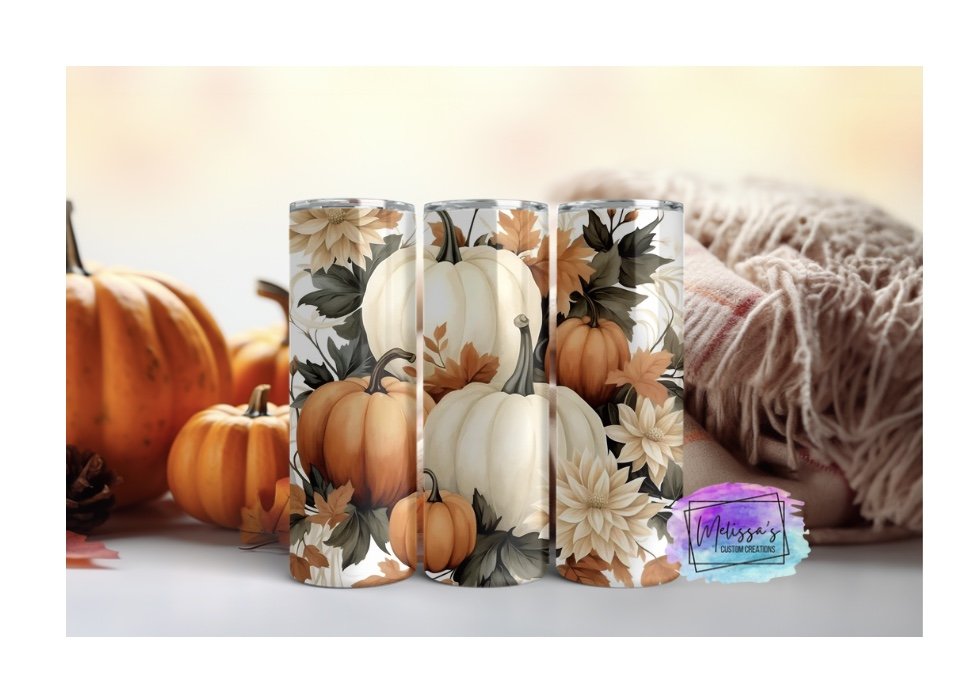 Fall Flowers/Pumpkins Tumbler