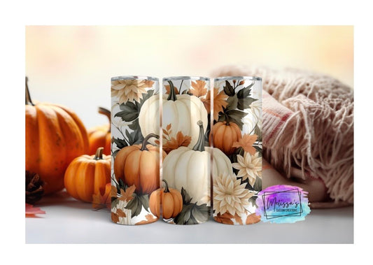 Fall Flowers/Pumpkins Tumbler