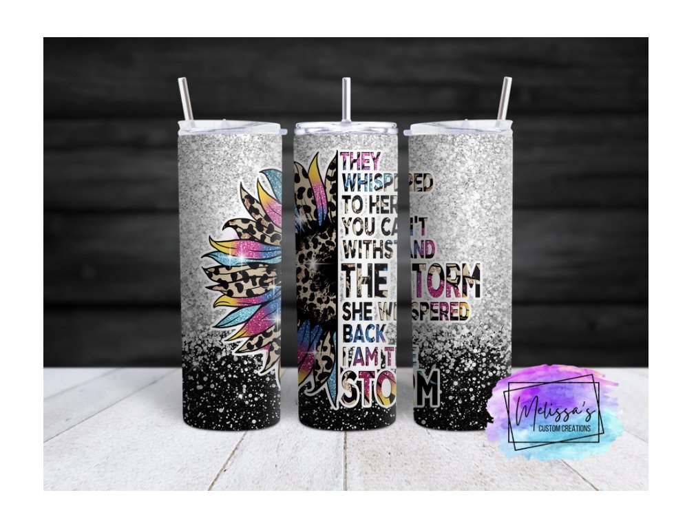 Black/Silver "I Am The Storm" Tumbler