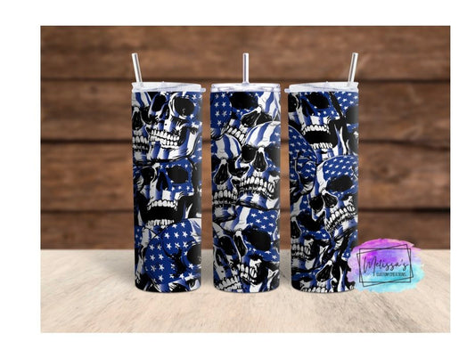American Flag/Skulls Tumbler