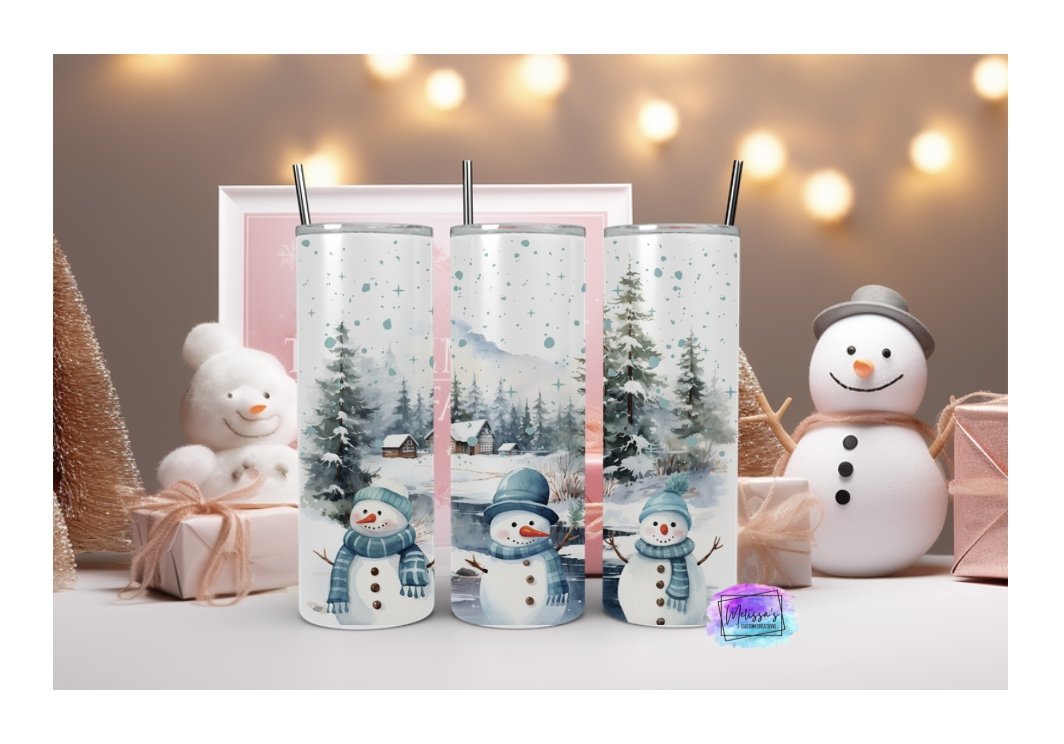 Blue Snowmen Tumbler