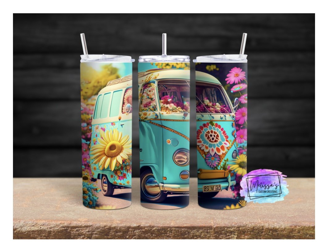 Floral Retro Van Tumbler