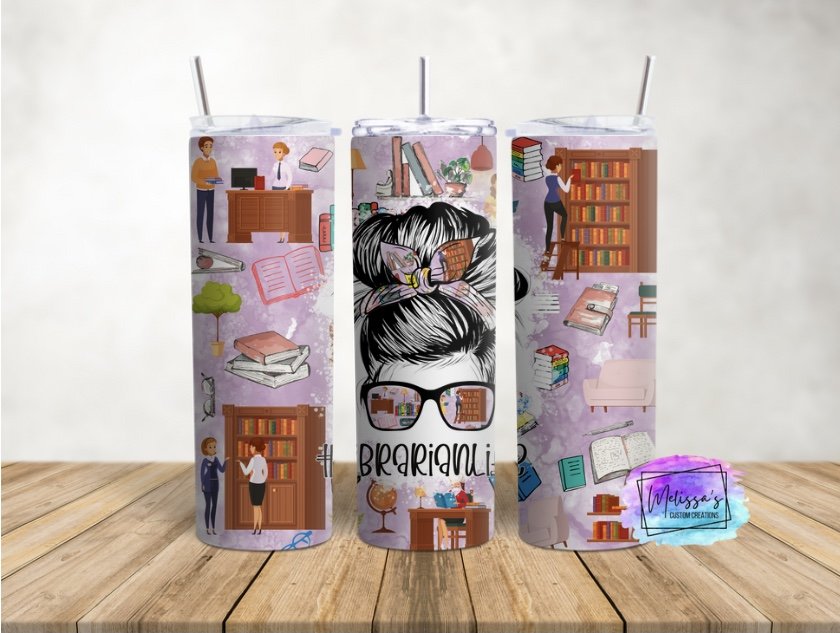 Librarian Life Messy Bun Tumbler