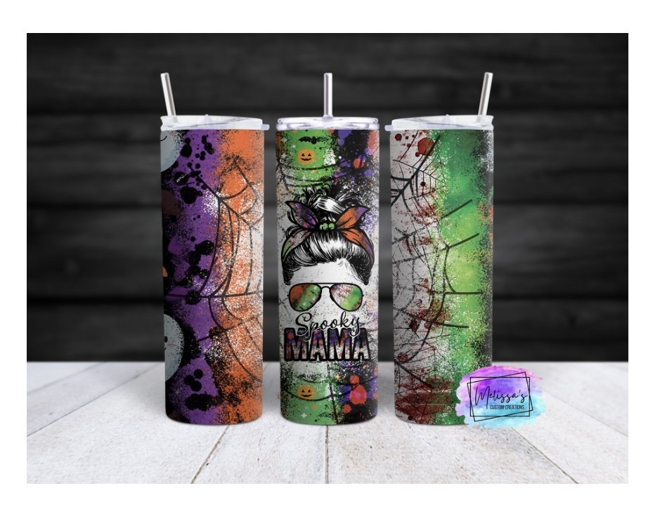 Spooky Mama Messy Bun Tumbler