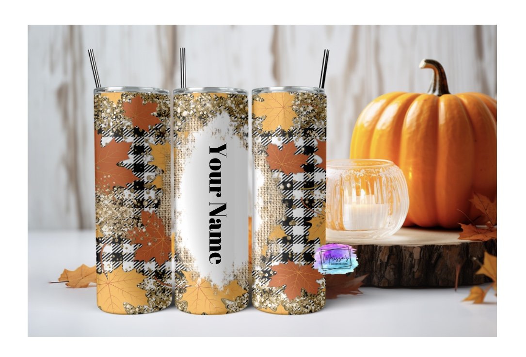 Personalized Glitter/Plaid/Leaves Tumbler
